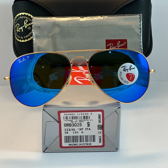 Ray-Ban RB3025 112/4L Aviator Sunglasses – Blue Polarized Lenses – Made in Italy - Picture 7 of 10